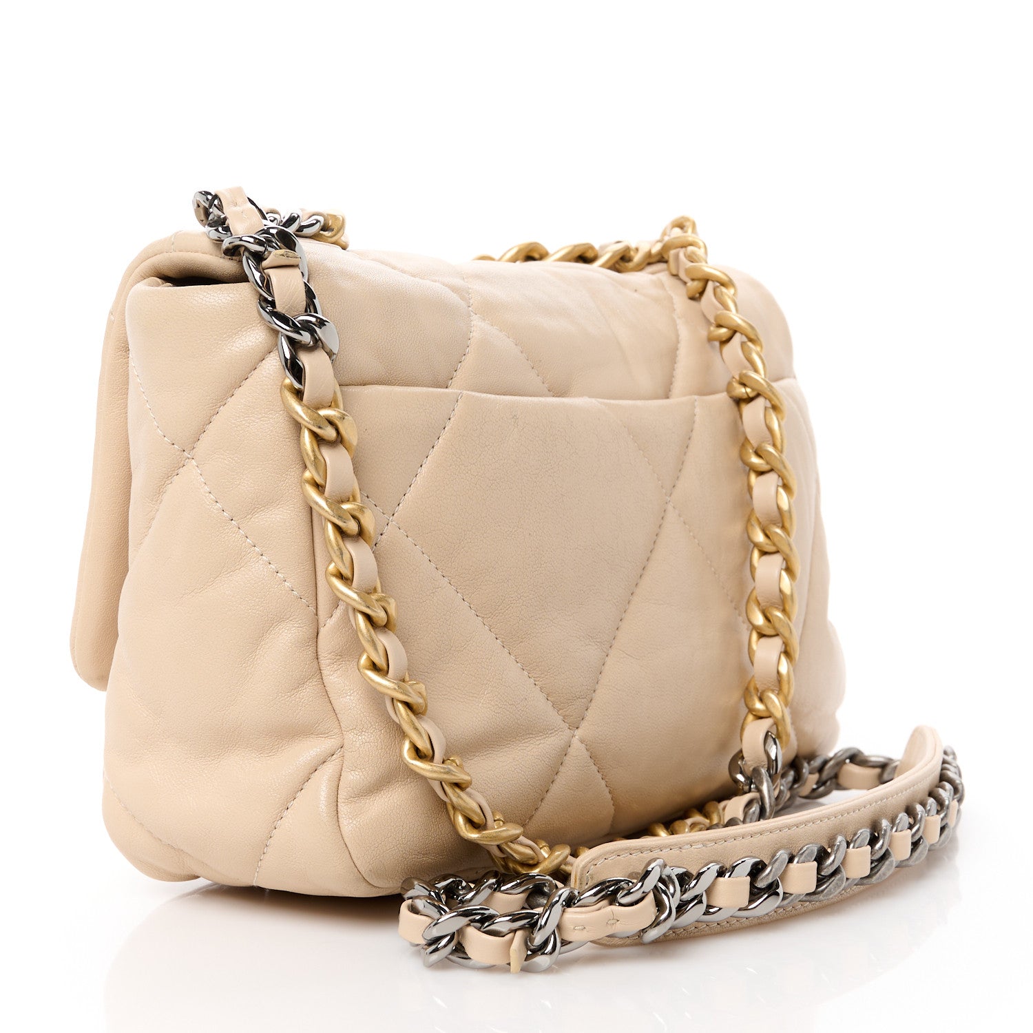 Chanel Goatskin Quilted Medium Chanel 19 Flap Beige 3 of 12