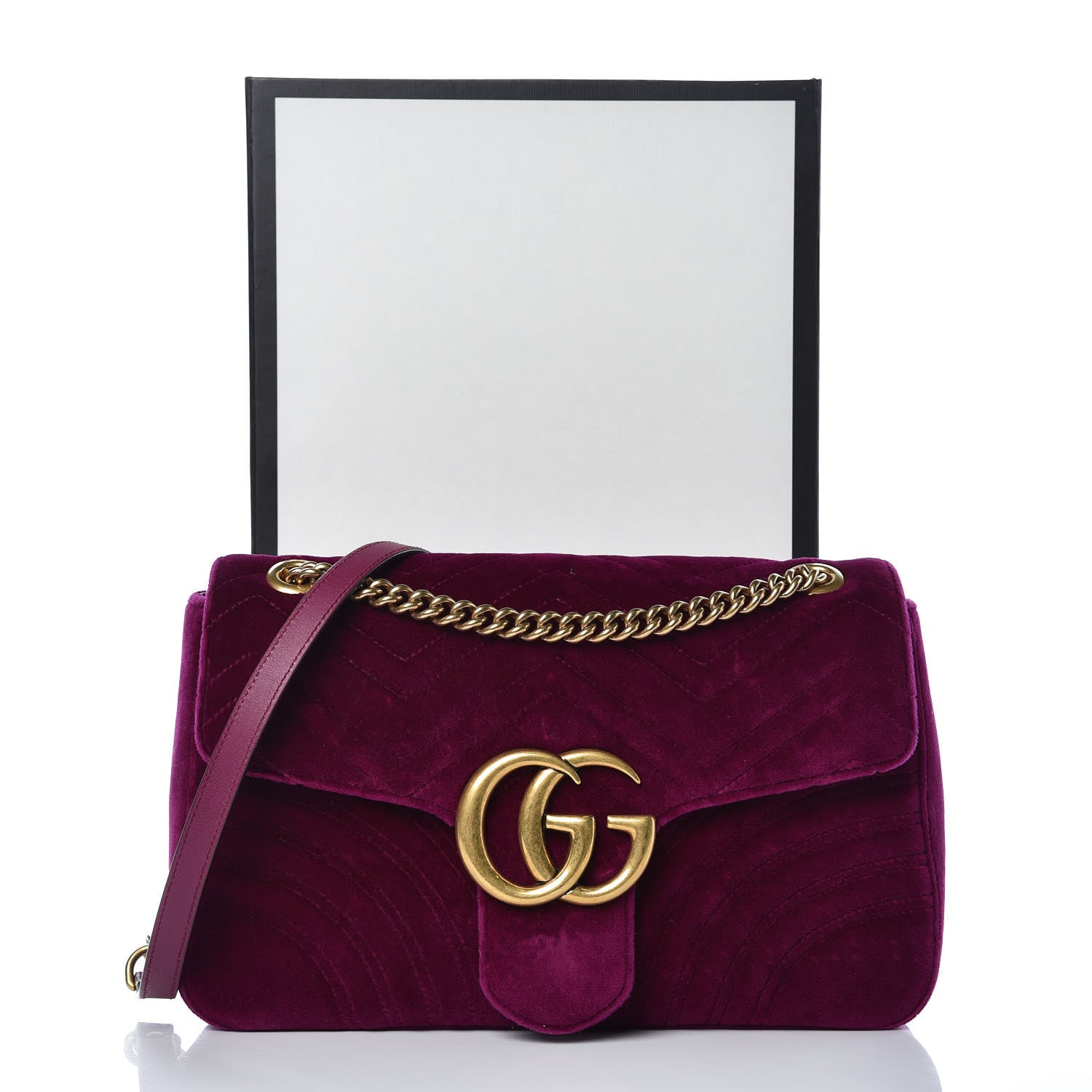 Gucci Velvet Matelasse Medium GG Marmont Shoulder Bag Fuchsia Violet Cyclamen 13 of 13