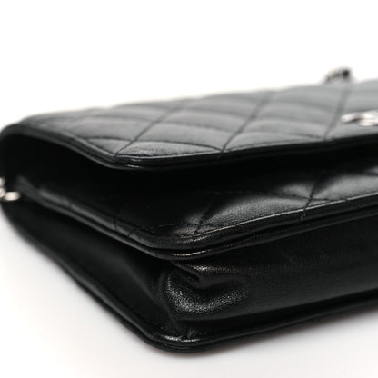 Chanel Lambskin Quilted Wallet On Chain WOC Black 10 of 12