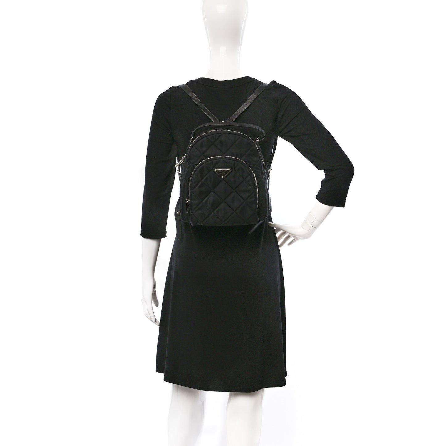 Nylon Tessuto Impuntu Quilted Backpack Black