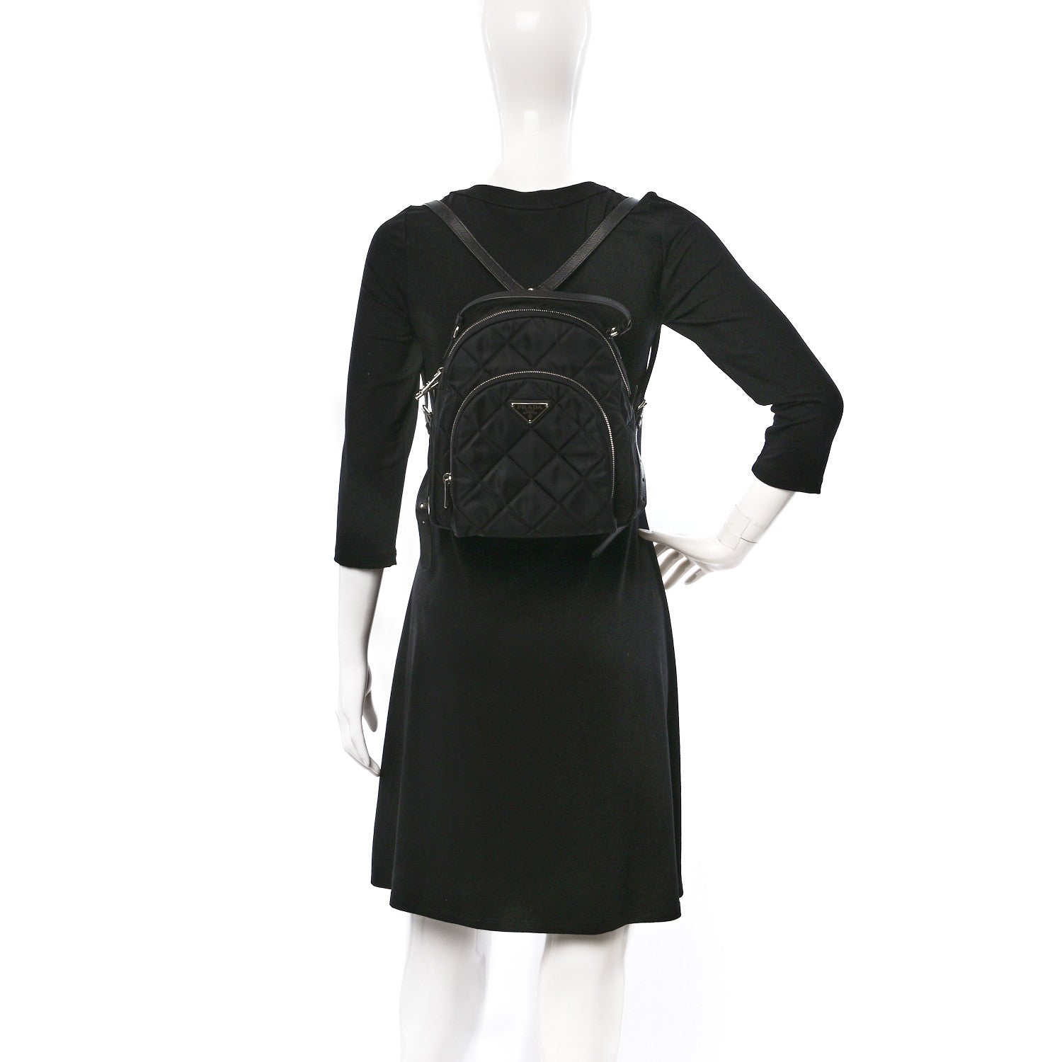 Prada Nylon Tessuto Impuntu Quilted Backpack Black 2 of 10