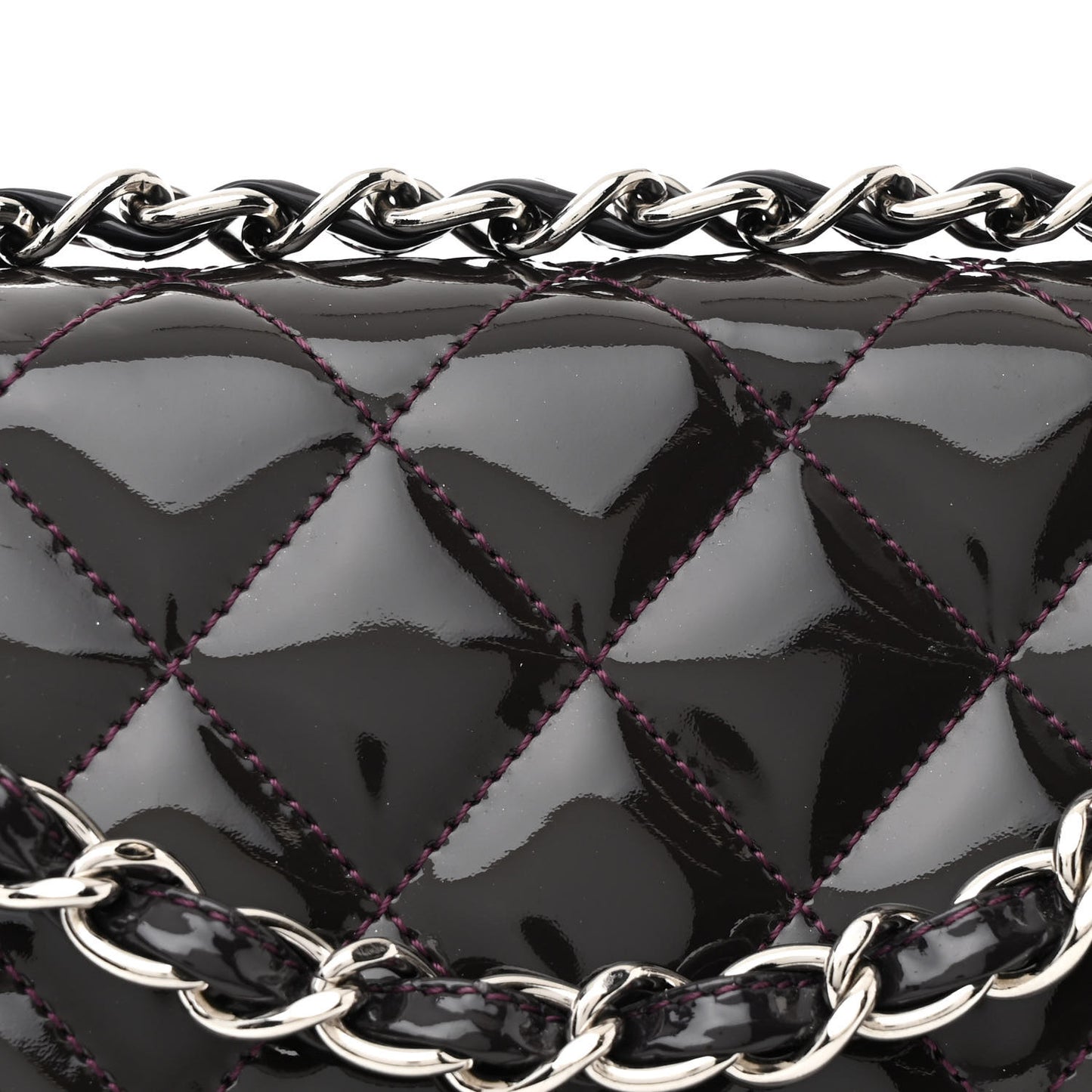 Patent Quilted Jumbo Single Flap Plum