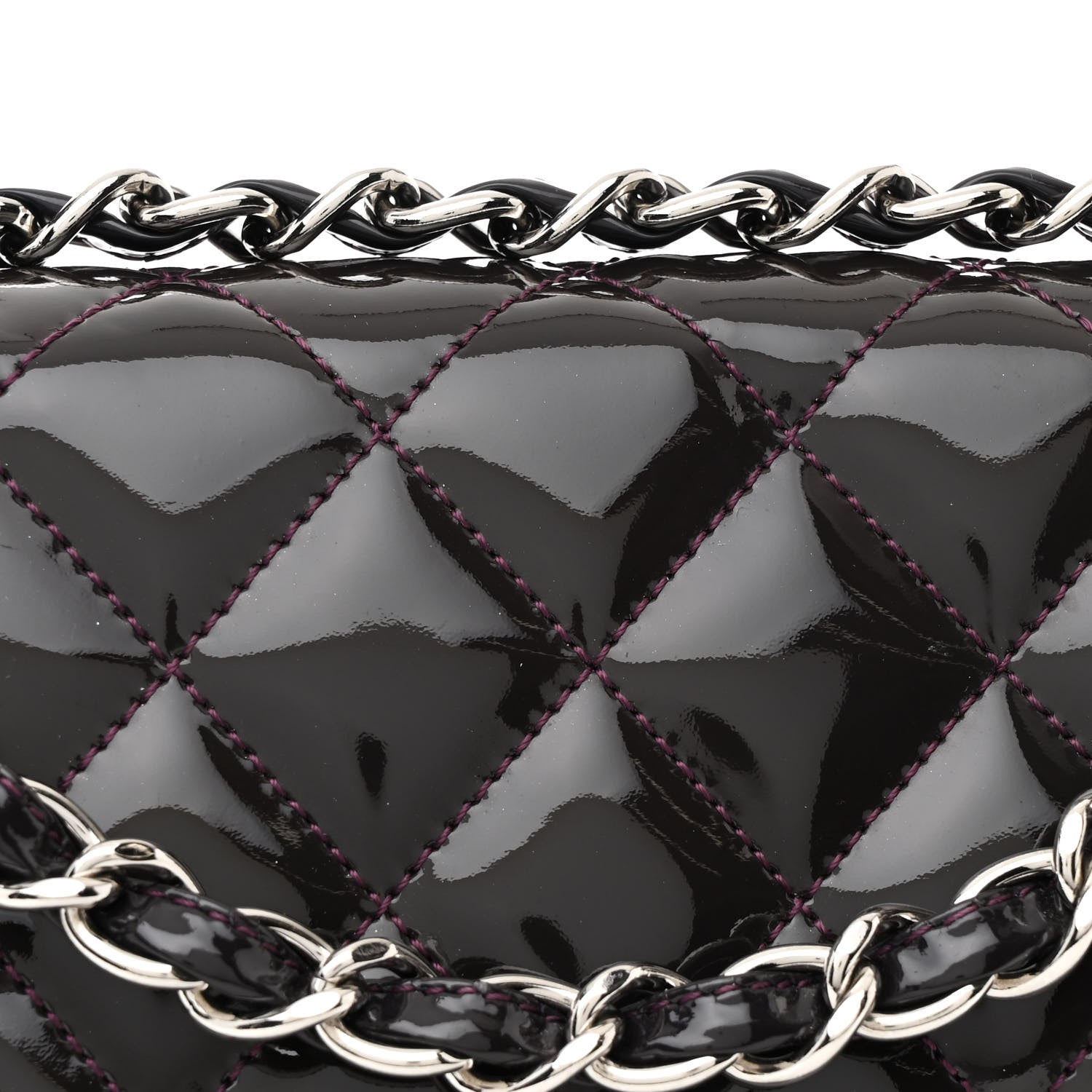 Chanel Patent Quilted Jumbo Single Flap Plum 8 of 15