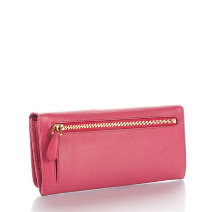 Prada Saffiano Metal Continental Flap Wallet Peonia 3 of 9
