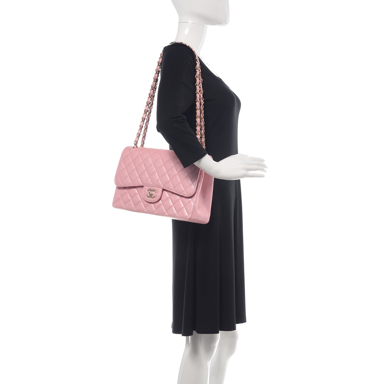 Chanel Iridescent Caviar Quilted Jumbo Double Flap Rose Pink 2 of 10