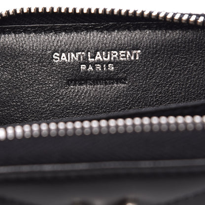 Saint Laurent Lambskin Y Quilted Monogram LouLou Zip Coin Purse Black 6 of 8