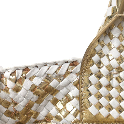 Prada Goatskin Woven Small Tote White Gold 22 of 24