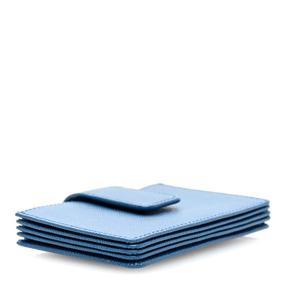 Prada Saffiano Triangle Accordion Card Case Blue 4 of 6