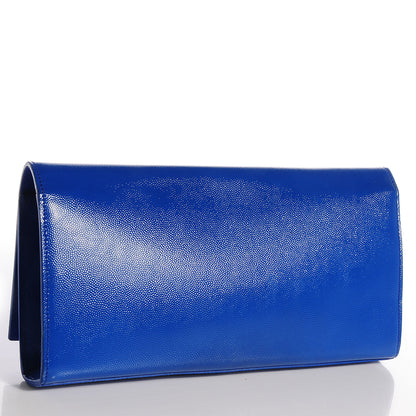 Saint Laurent Textured Patent Calfskin Classic Monogramme Clutch Royal Blue 3 of 8