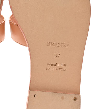 Hermes Box Calfskin Oran Sandals 37 Granit Rose 6 of 9