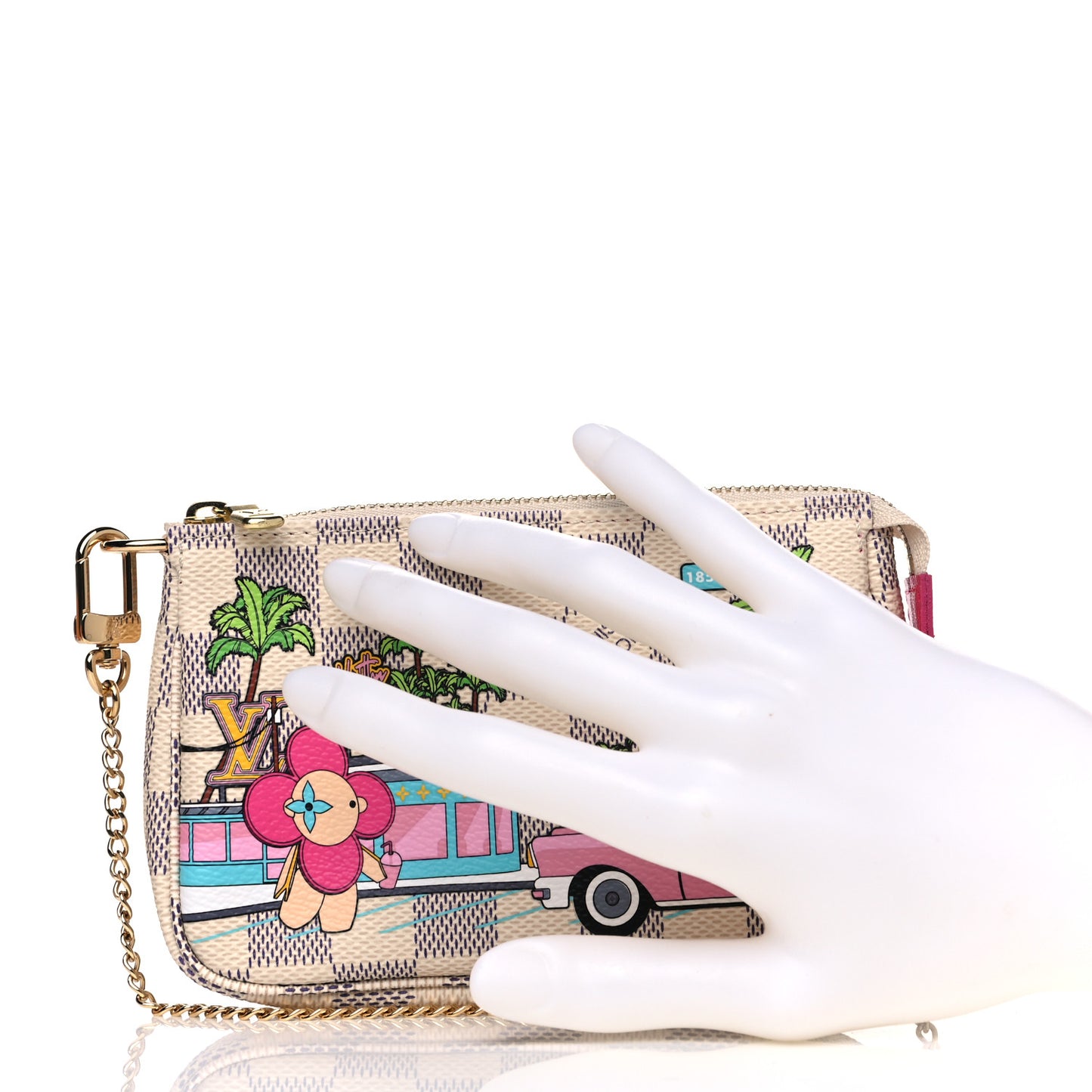 Damier Azur 2021 Christmas Animation Hollywood Mini Pochette Accessories Fuchsia
