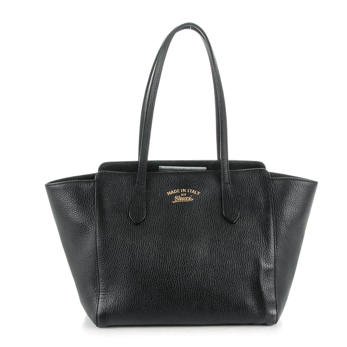 Pebbled Calfskin Small Swing Tote Black