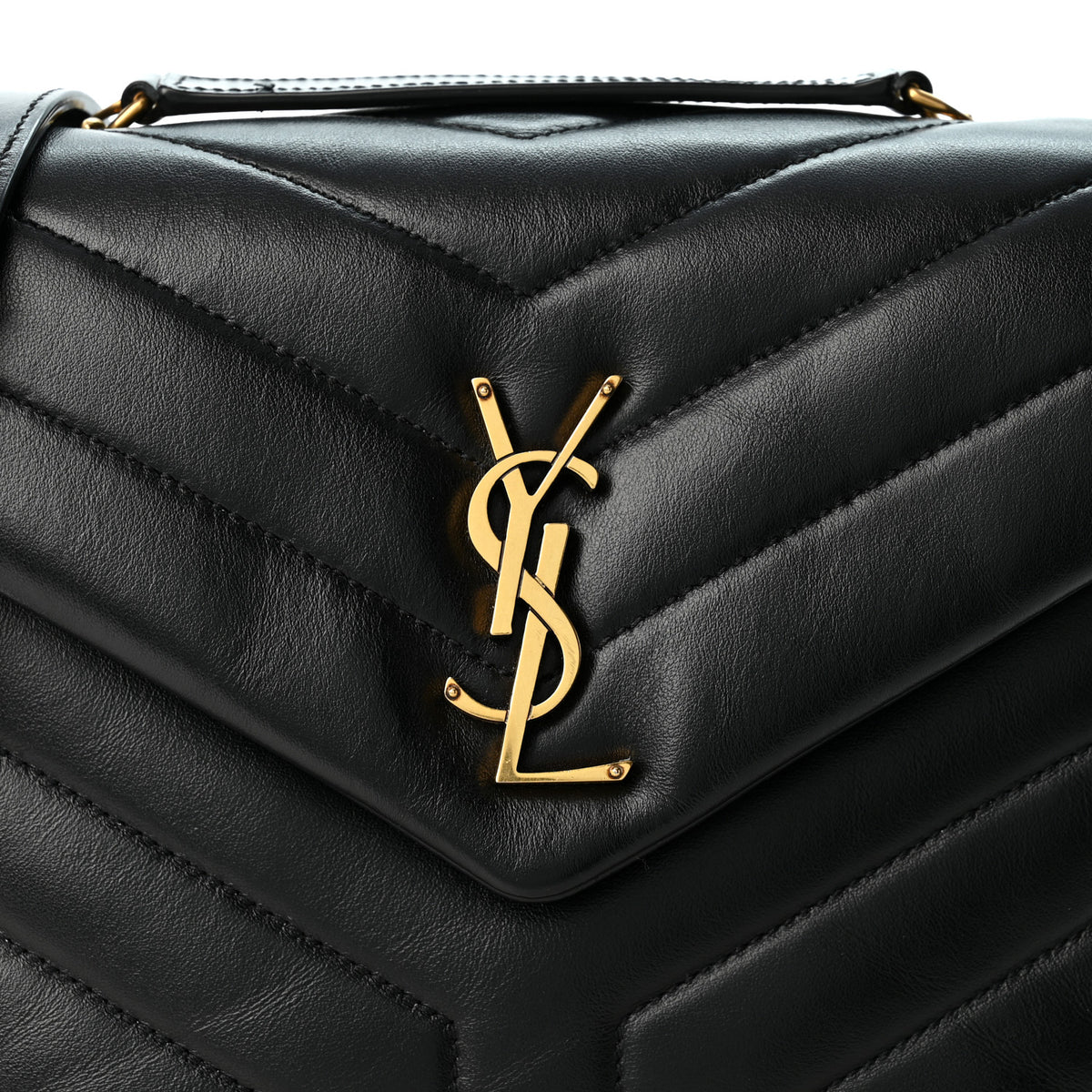 Saint Laurent Calfskin Y Quilted Monogram Small Loulou Chain Satchel Black 9 of 12
