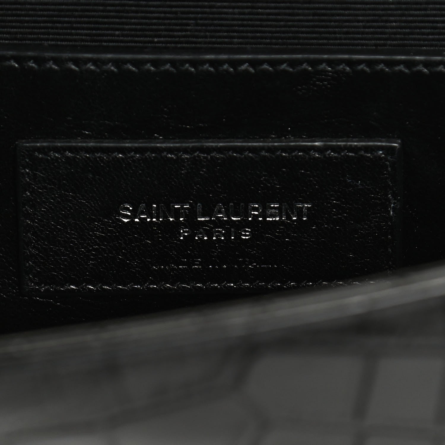 Saint Laurent Calfskin Crocodile Embossed Small Classic Monogram Kate Tassel Satchel Black 8 of 11