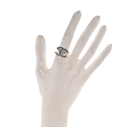 Chanel Crystal Baguette CC Ring 6.75 Blue 2 of 4
