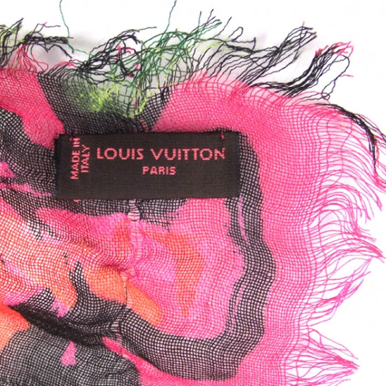 Louis Vuitton Cashmere Silk Monogram Roses Stole 5 of 6