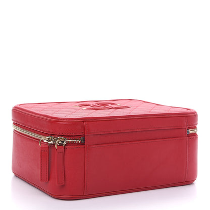 Chanel Caviar Quilted Large CC Filigree Vanity Case Red 4 of 9