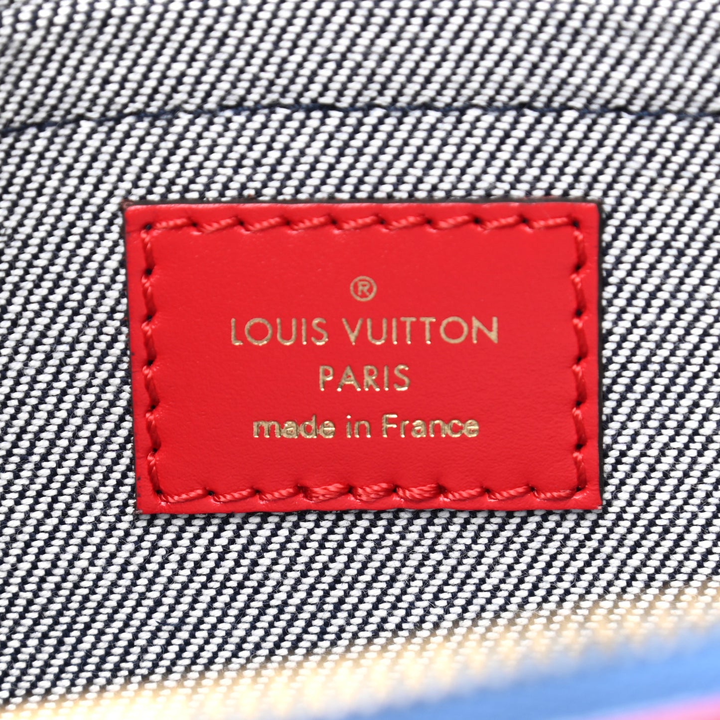 Denim Damier Monogram Patchwork Multi Pochette Accessories Blue Rouge