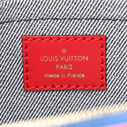 Louis Vuitton Denim Damier Monogram Patchwork Multi Pochette Accessories Blue Rouge 7 of 8