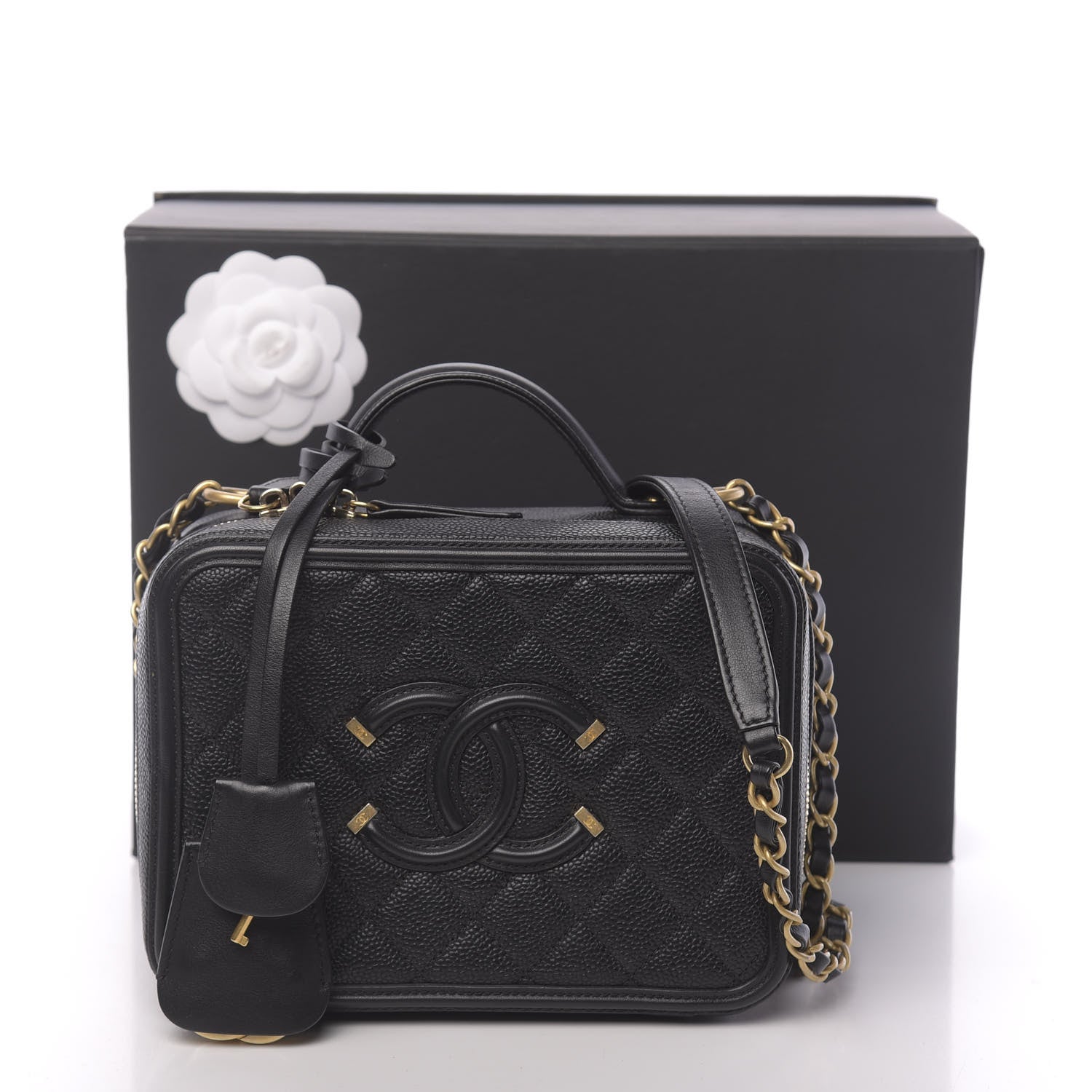 Chanel Caviar Quilted Medium CC Filigree Vanity Case Black 11 of 11