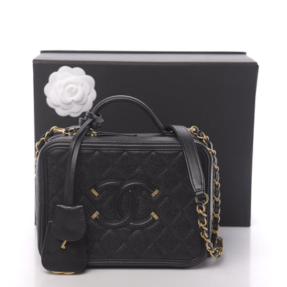 Chanel Caviar Quilted Medium CC Filigree Vanity Case Black 11 of 11