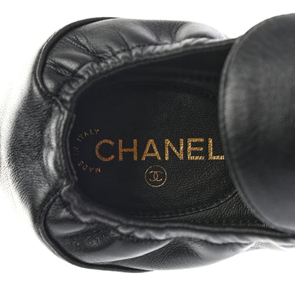 Chanel Laminated Lambskin Womens Quilted Elastic CC Moccasin Loafers 37 Black 8 of 9