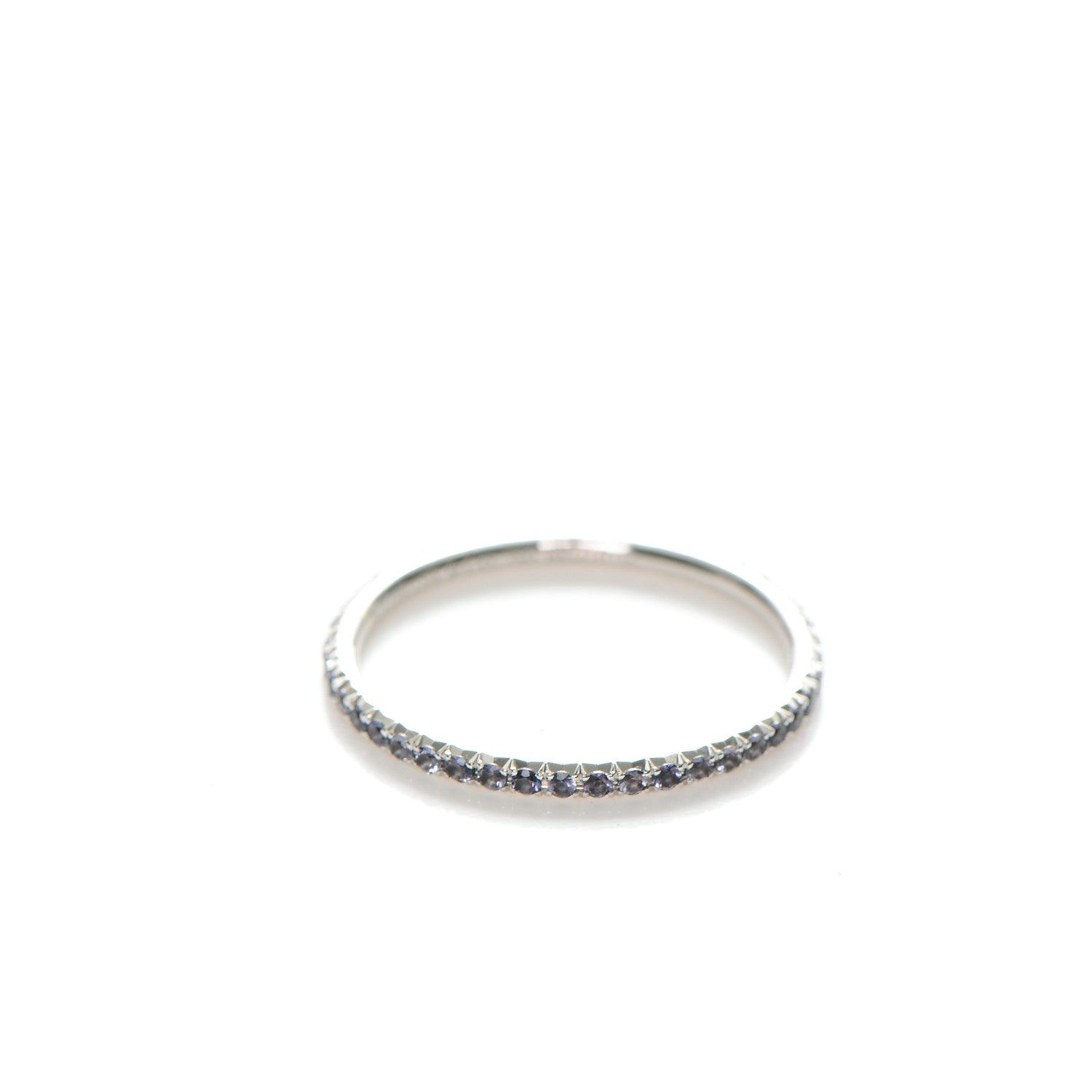Tiffany 18K White Gold Iolite Metro Ring 7 3 of 4