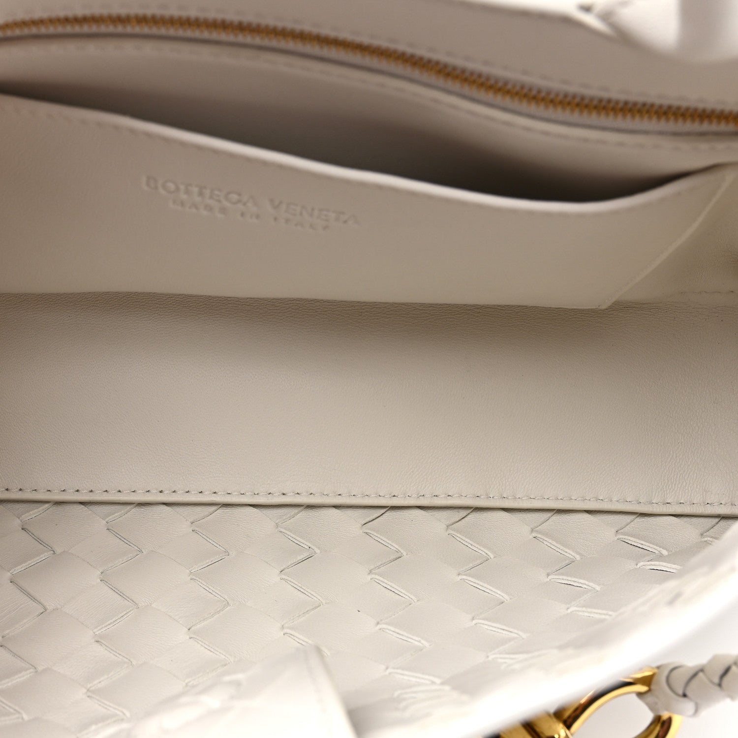 Bottega Veneta Nappa Intrecciato Small East West Andiamo Shoulder Bag White 6 of 15