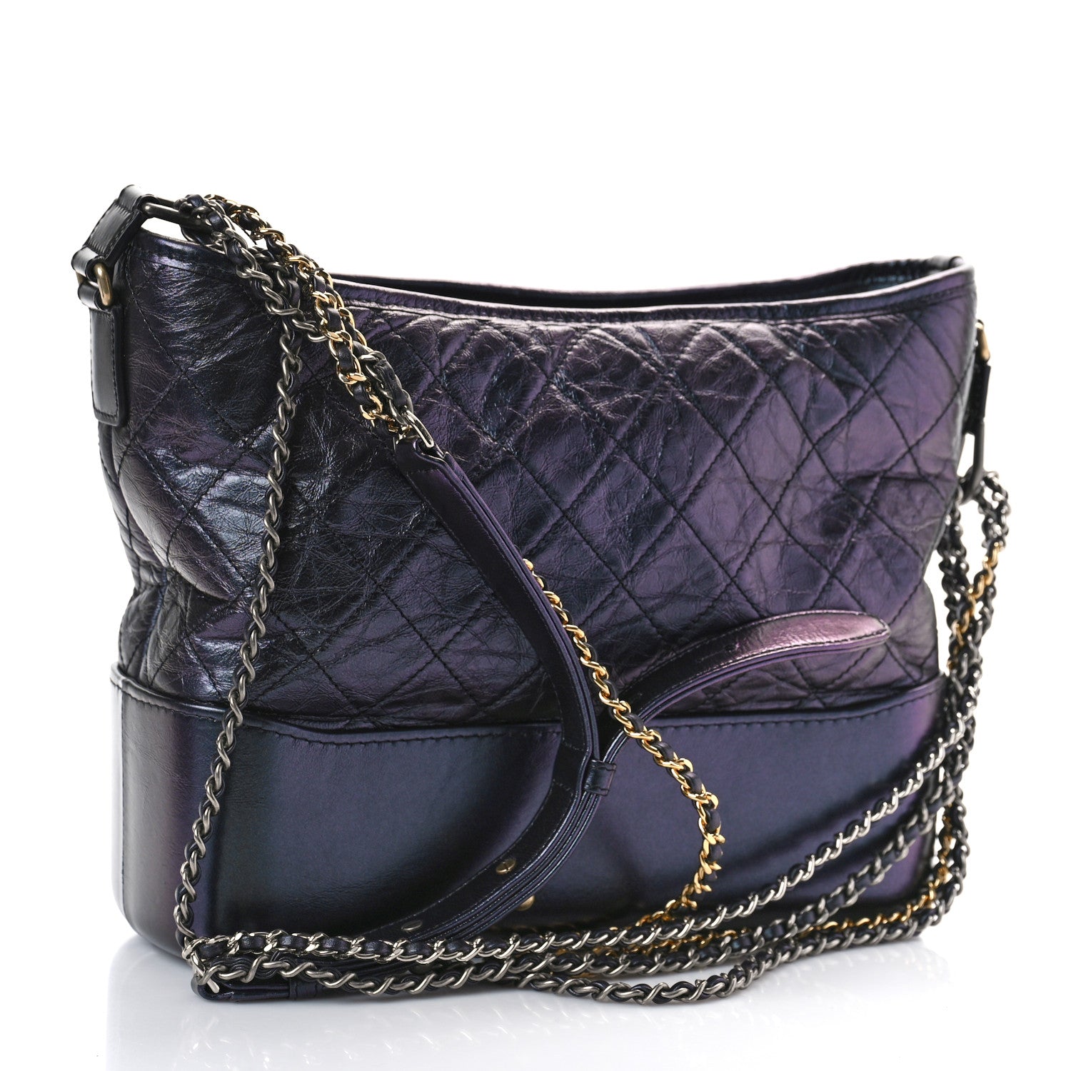 Chanel Iridescent Aged Calfskin Quilted Medium Gabrielle Hobo Black 3 of 8
