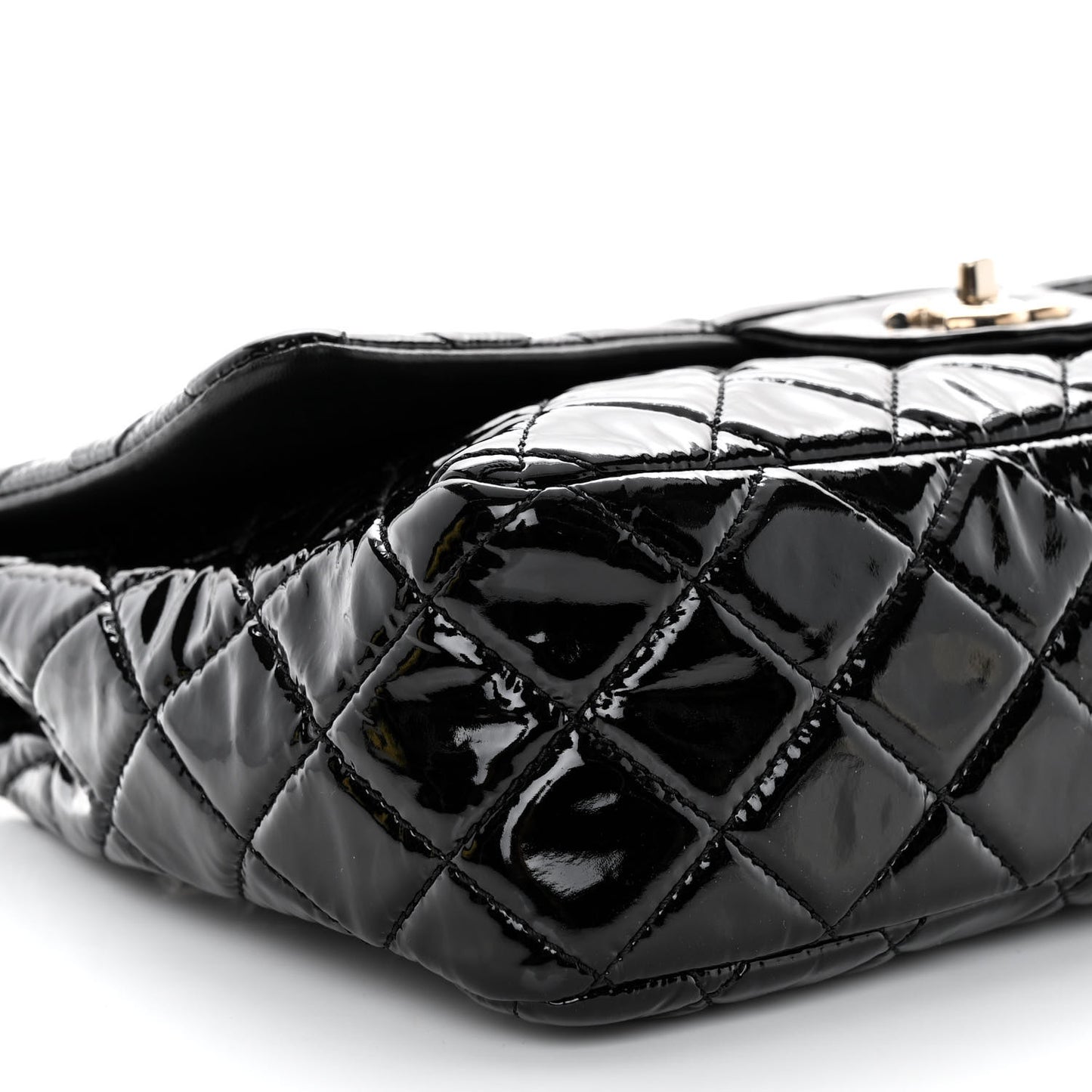Patent Quilted Jumbo Single Flap Black