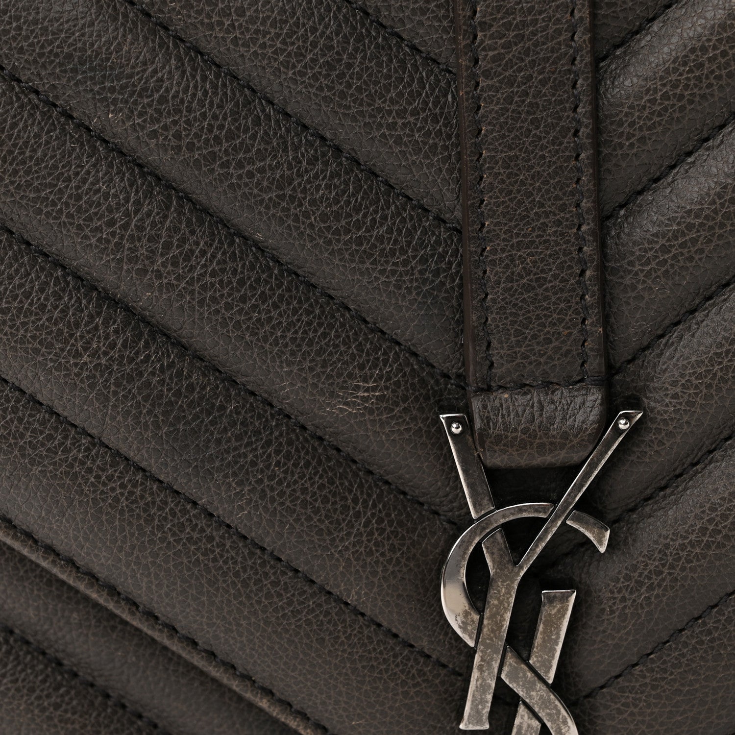 Saint Laurent Sheepskin Matelasse Chevron Monogram Medium College Bag Asphalt 14 of 22