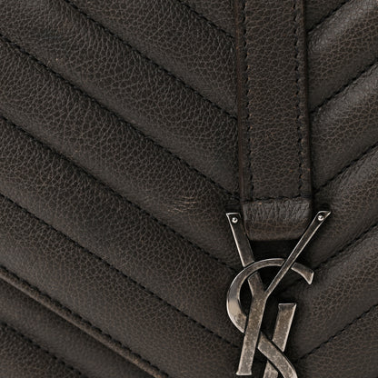 Saint Laurent Sheepskin Matelasse Chevron Monogram Medium College Bag Asphalt 14 of 22