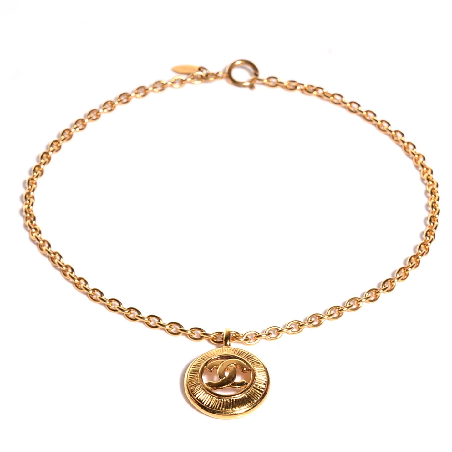 Sunburst Cutout CC Necklace Gold