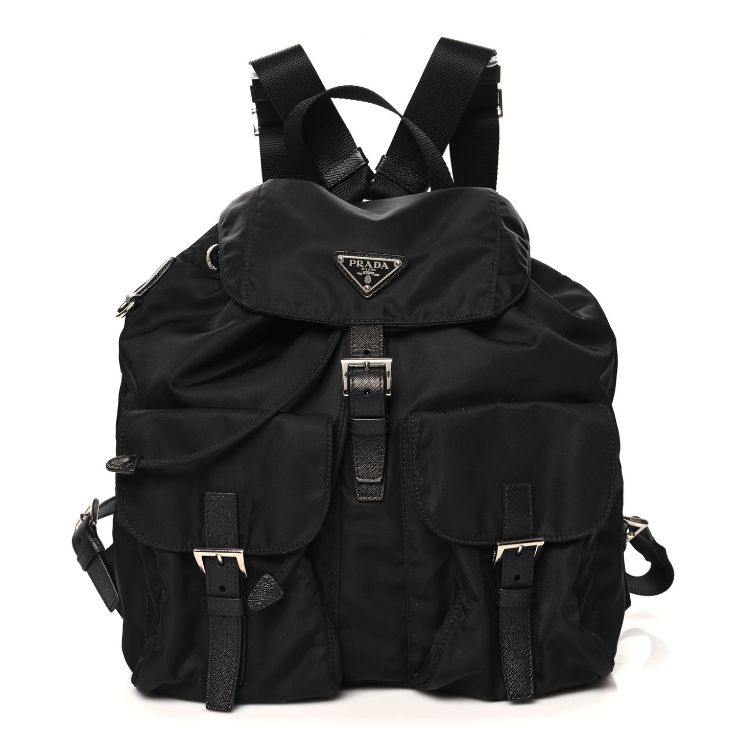 Tessuto Nylon Saffiano Medium Backpack Black