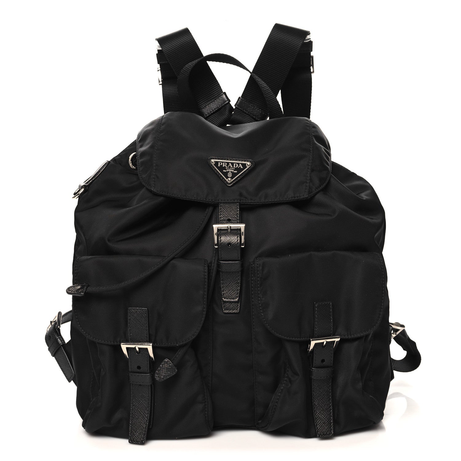 Prada Tessuto Nylon Saffiano Medium Backpack Black 1 of 10