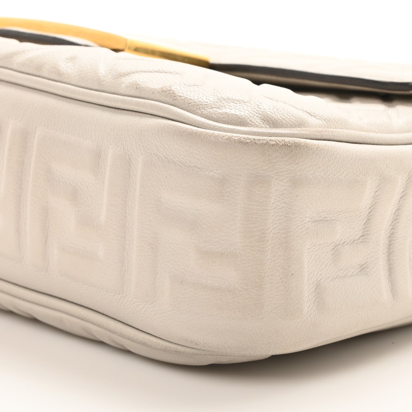 Nappa Small FF Embossed Midi Chain Baguette Ghiaia