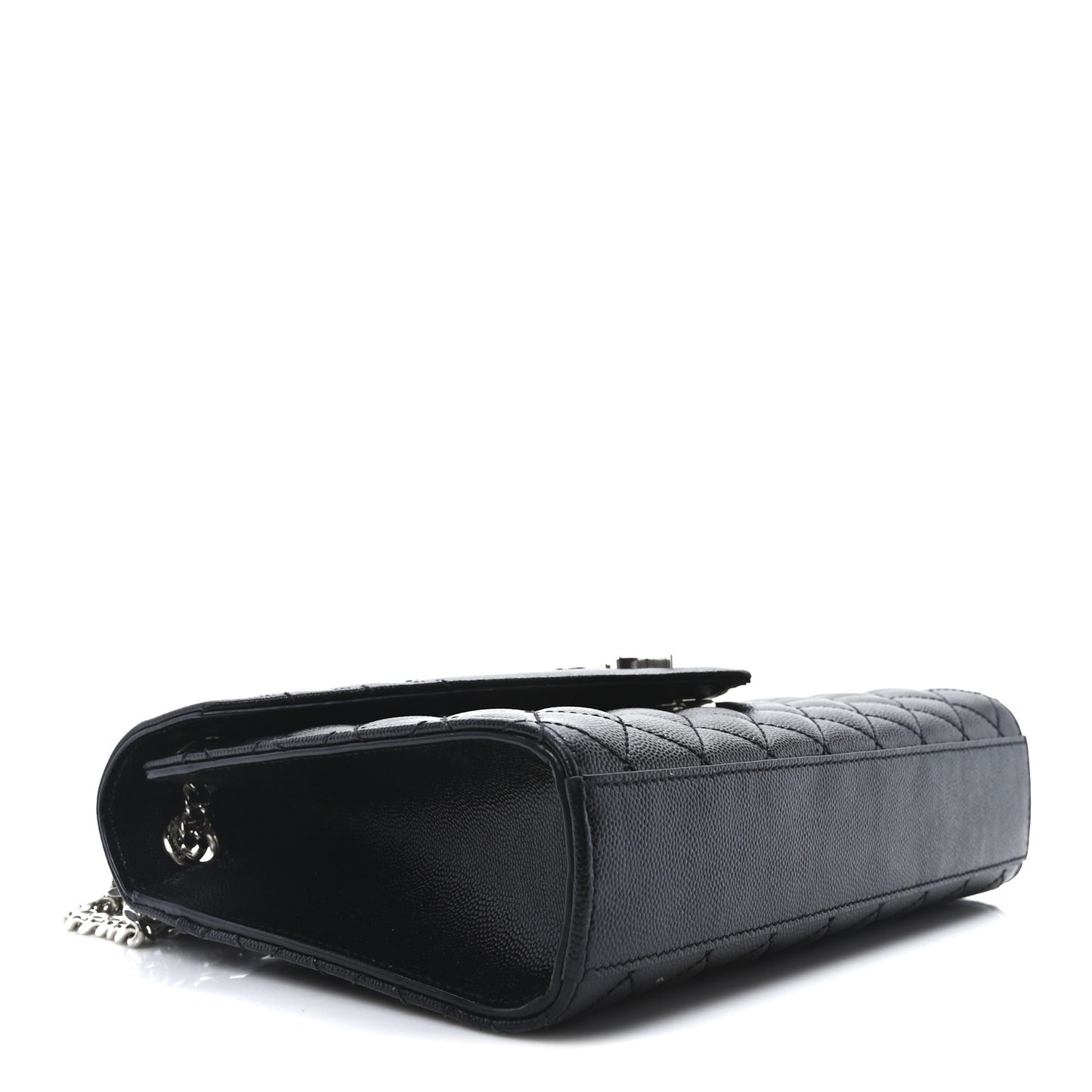 Grain De Poudre Textured Mixed Matelasse Triquilt Medium Monogram Satchel Black