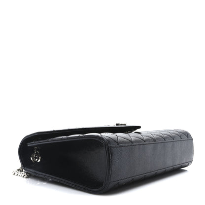 Saint Laurent Grain De Poudre Textured Mixed Matelasse Triquilt Medium Monogram Satchel Black 4 of 11
