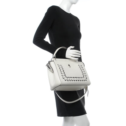 Fendi Vitello Baltico Dolce Shiny Nappa Lace Up DotCom Satchel White Parrot 2 of 20