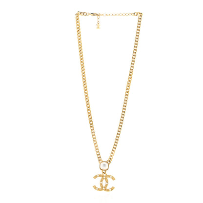 Chanel Metal Pearl CC Chain Pendant Necklace Gold 3 of 7