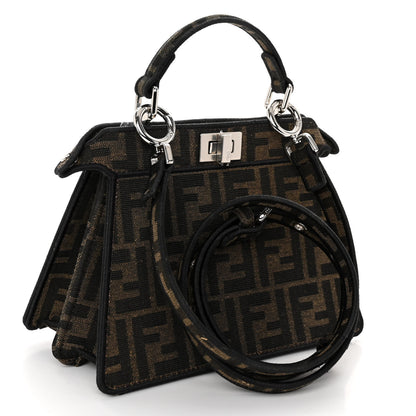 Fendi X FRGMT X POKEMON Fabric Jacquard FF 1974 Pokemon Inlay Peekaboo I See U Petite Satchel Tobacco Moro Blue 3 of 11