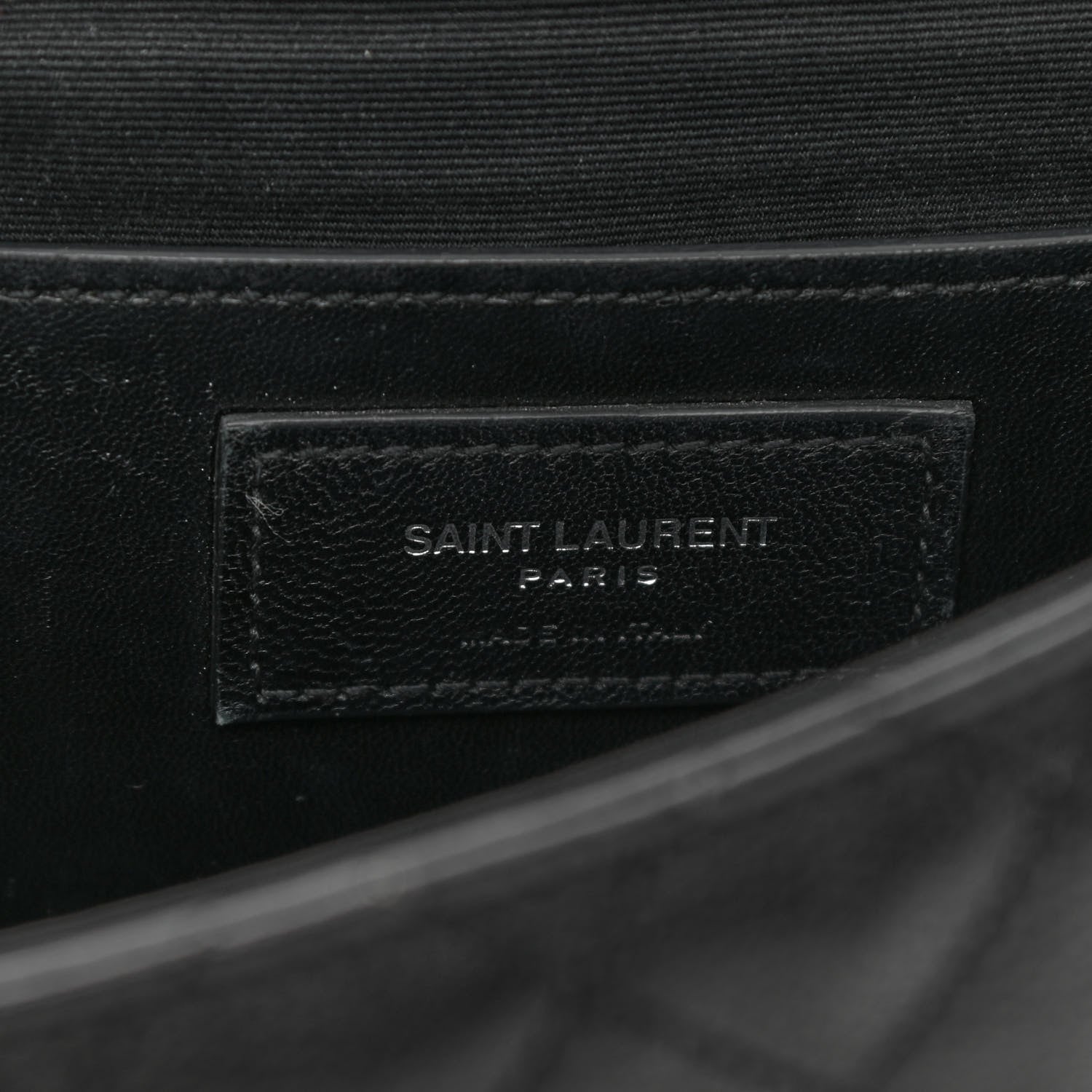 Saint Laurent Grained Calfskin Tri-Quilt Monogram Medium College Bag Black White 7 of 14