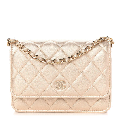 Chanel Metallic Lambskin Quilted Mini Wallet On Chain WOC Gold 1 of 11