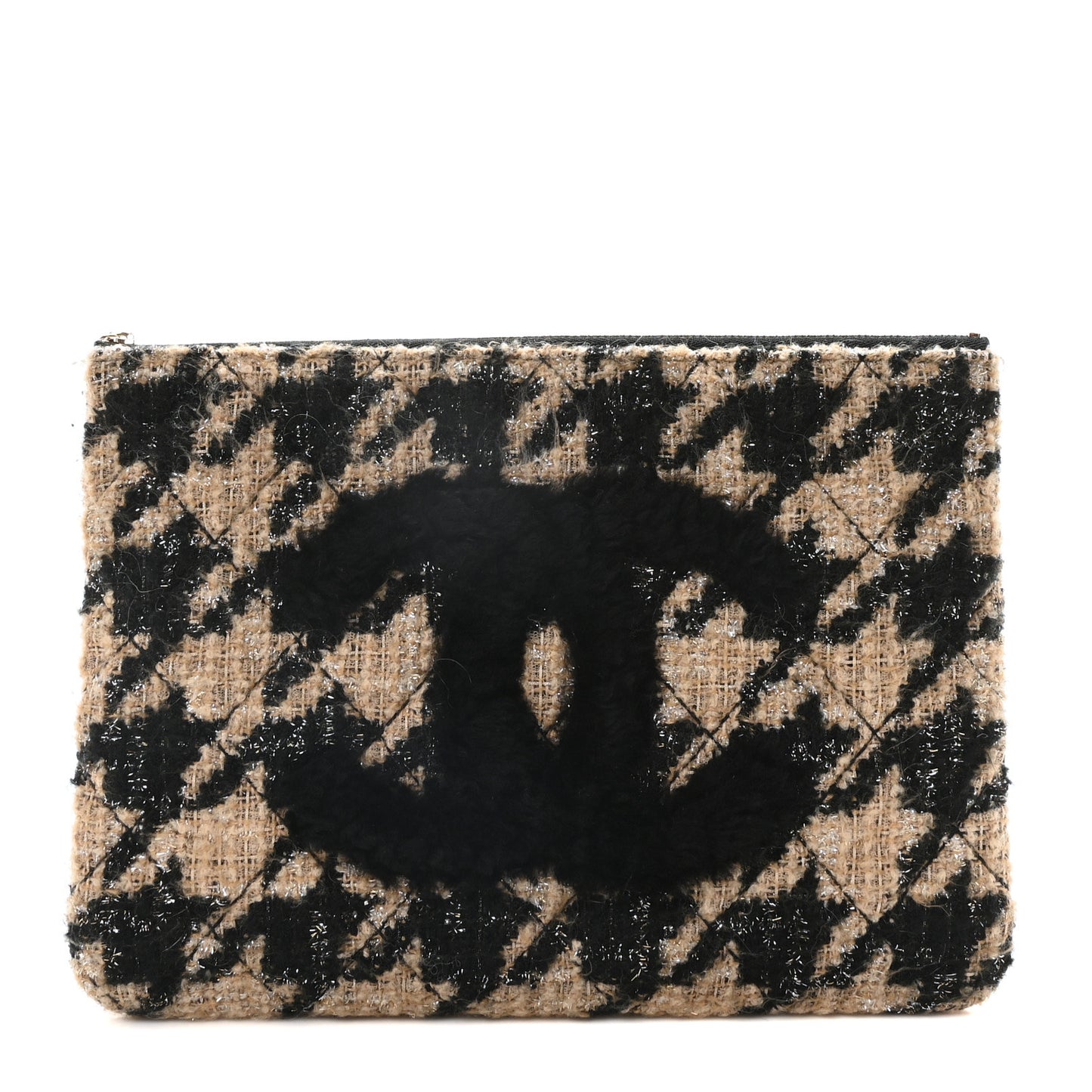 Tweed CC Medium Cosmetic Case Beige Black