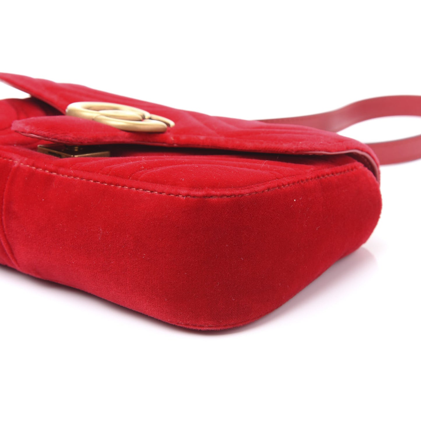 Velvet Matelasse Mini GG Marmont Shoulder Bag Hibiscus Red