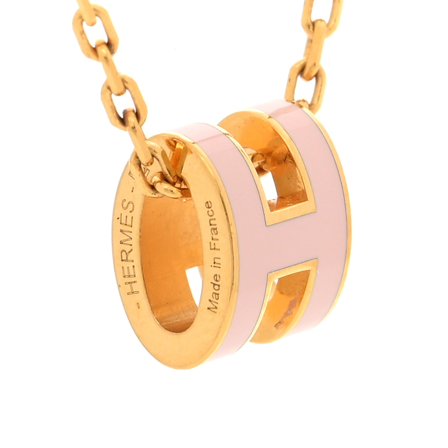 Lacquered Rose Gold Mini Pop H Pendant Necklace Rose Dragee