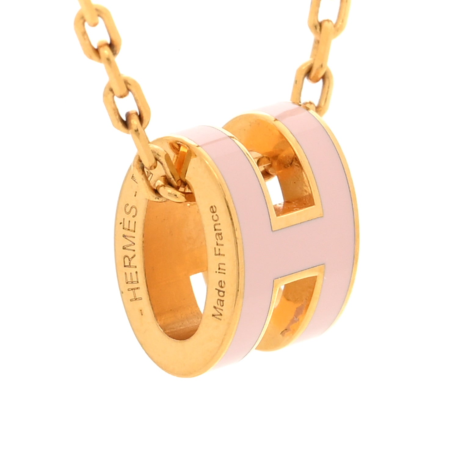 Hermes Lacquered Rose Gold Mini Pop H Pendant Necklace Rose Dragee 4 of 5