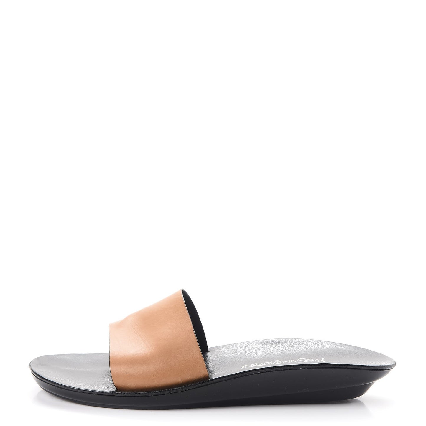 Calfskin Pool Slide Sandals 10 Black Beige