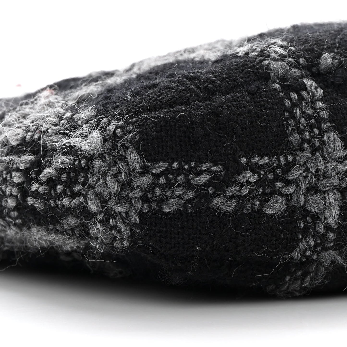 Cashmere Tweed Quilted CC Links Hobo Black Grey