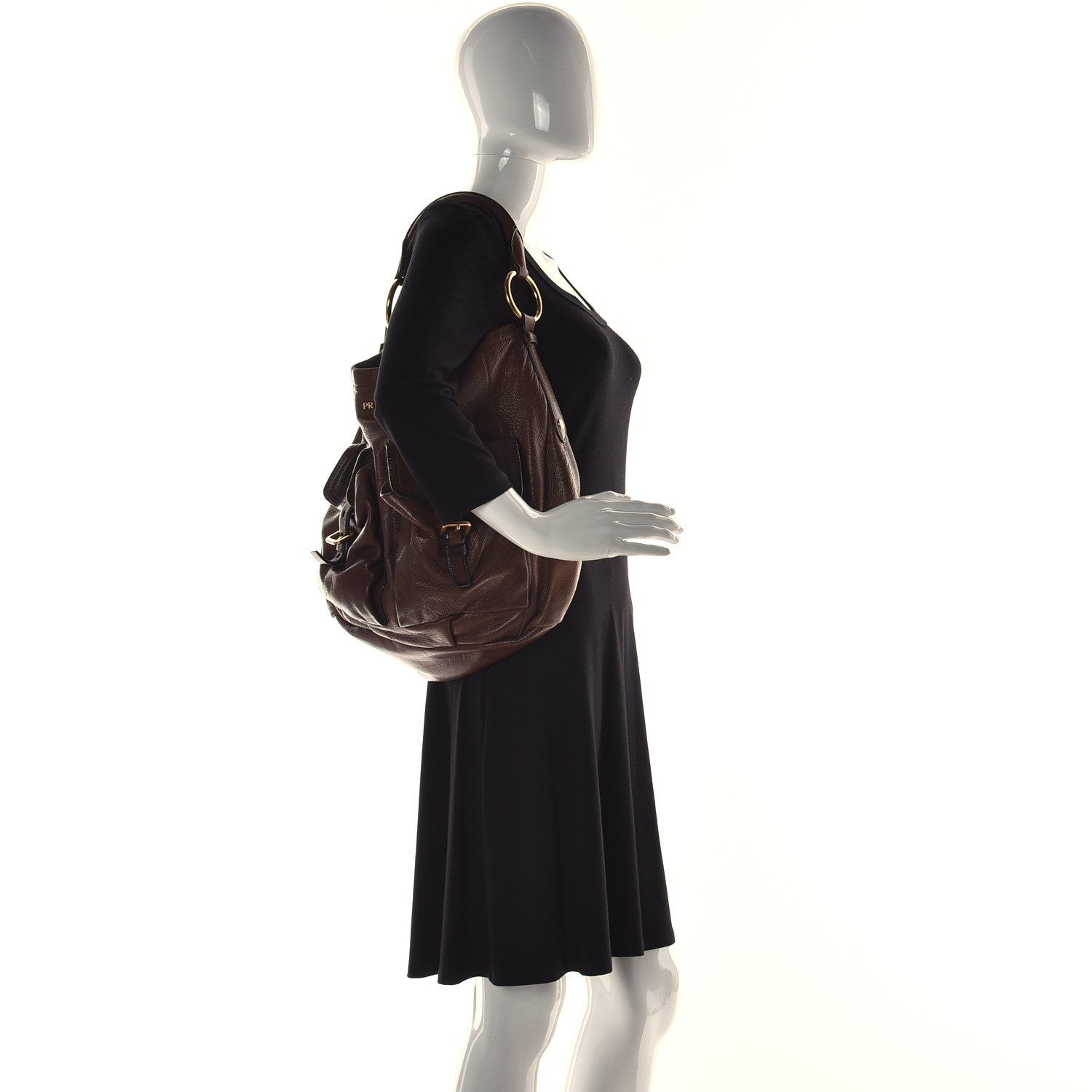 Prada Cervo Antik Front Pocket Hobo Cacao 2 of 14